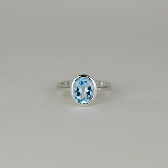 9ct White Gold 2.91ct Oval Blue Topaz Ring