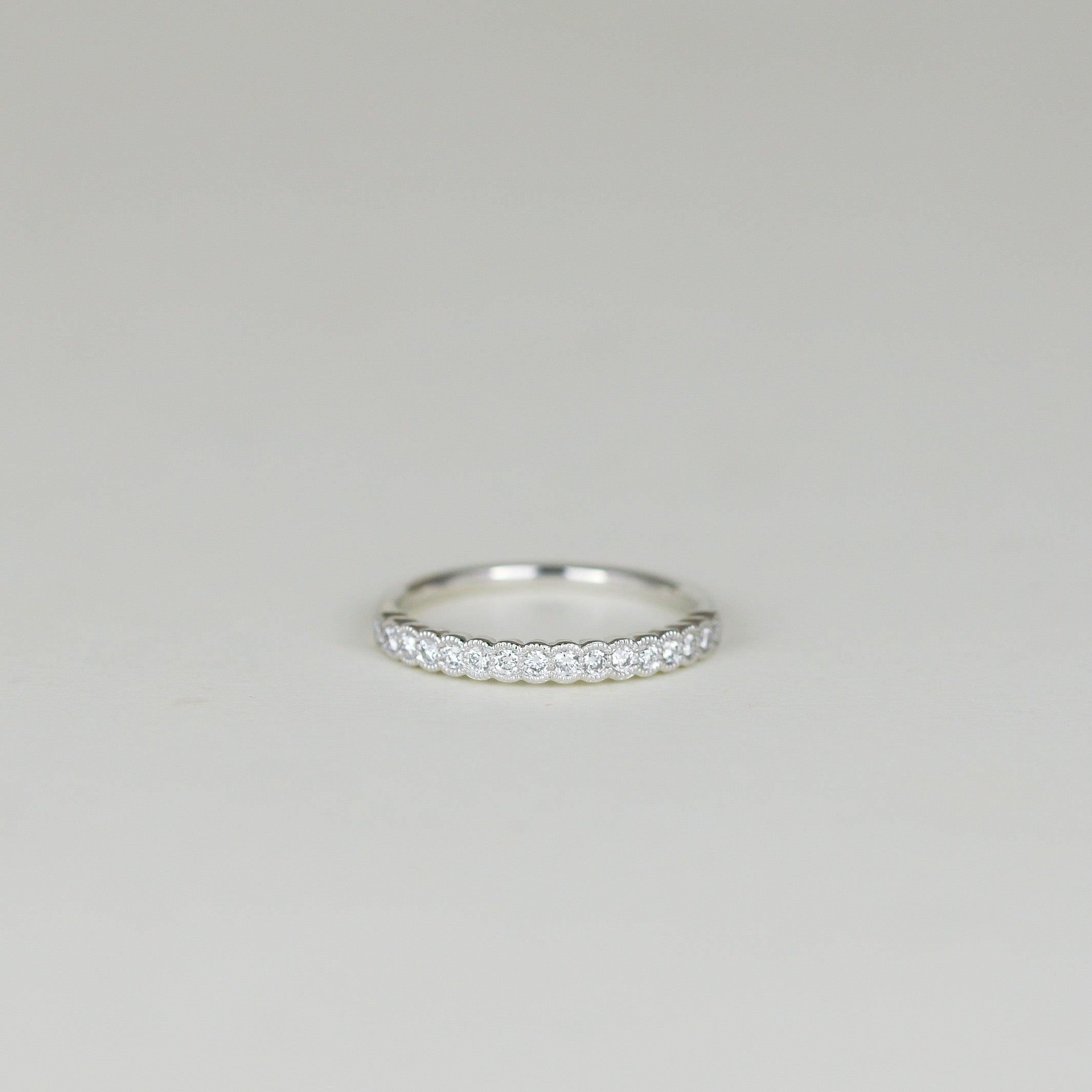 Half Eternity Thin Platinum Diamond Wedding Band Platinum Round