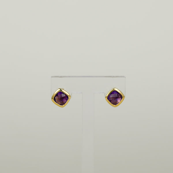 Cushion cut amethyst on sale earrings