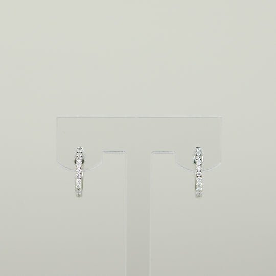 18ct White Gold 0.15ct Round Brilliant Diamond Hoop 'Huggie' Earrings