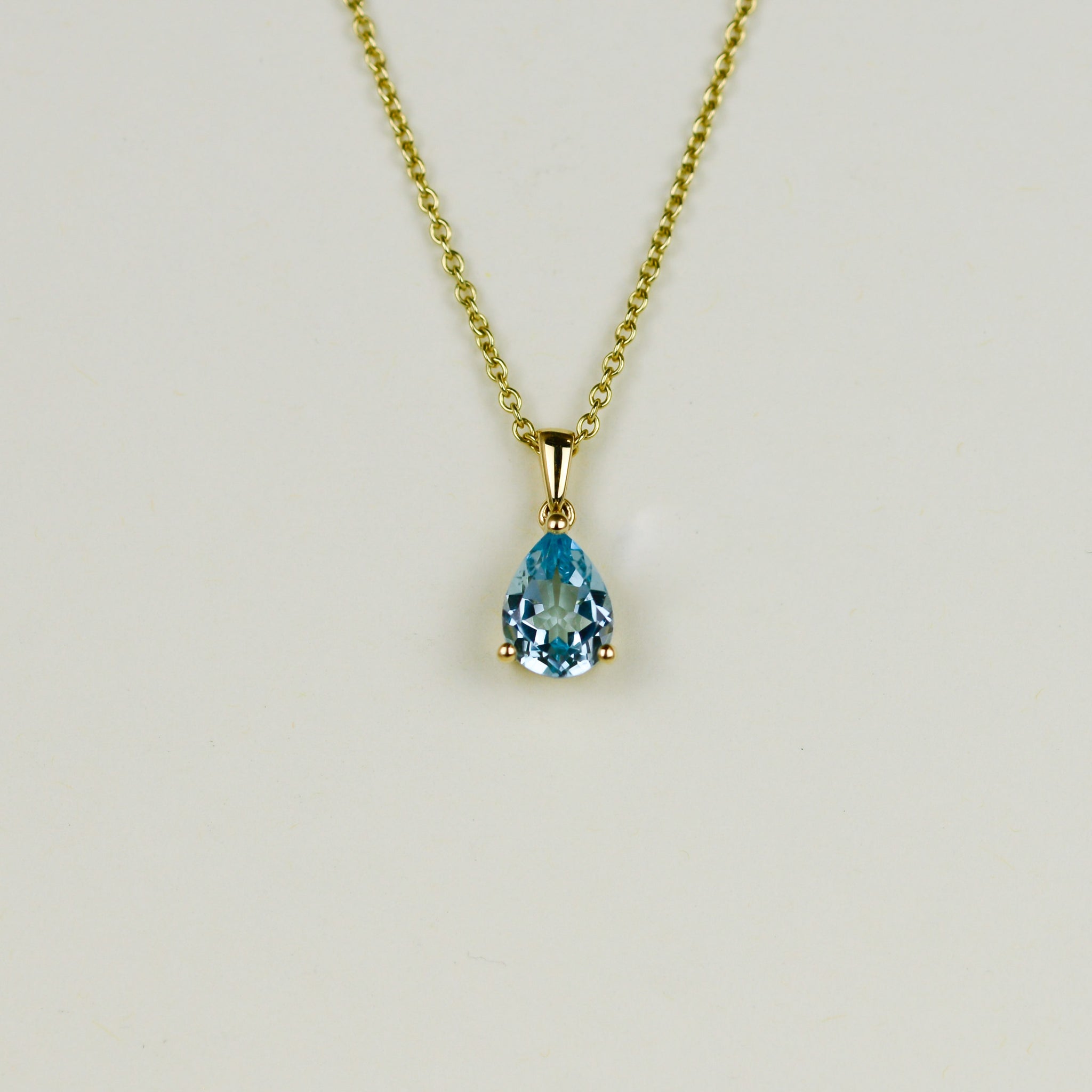 9ct Yellow Gold 1.25ct Pear Blue Topaz Pendant