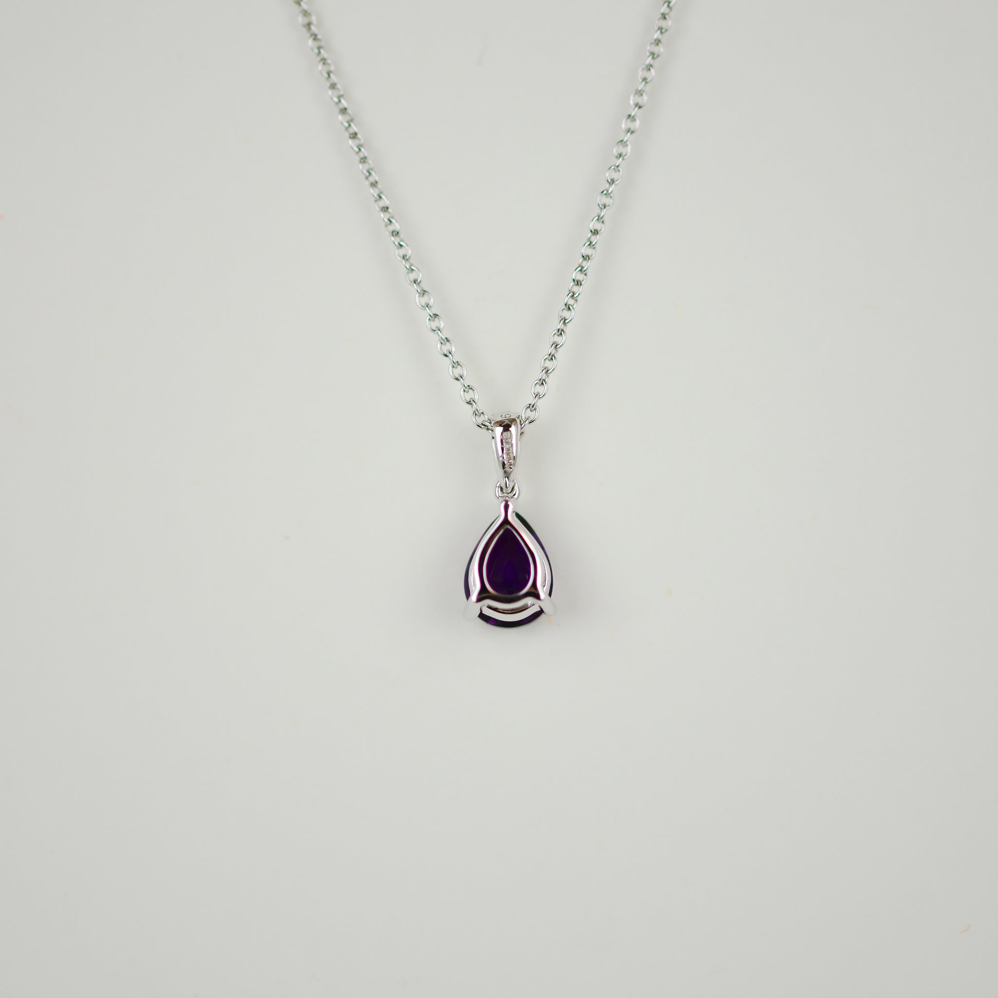 9ct White Gold 1.14ct Pear Amethyst and Diamond Pendant