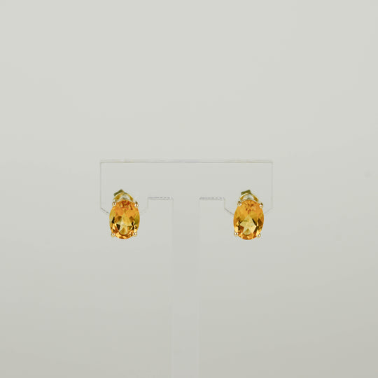9ct Yellow Gold 2.41ct Oval Cut Citrine Stud Earrings