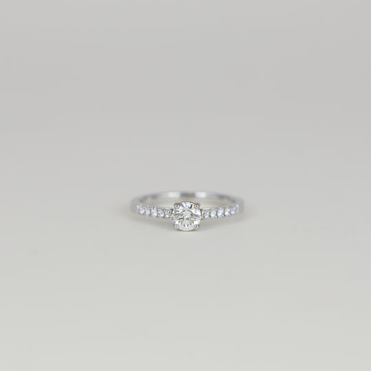 Platinum 0.50ct Diamond Solitaire with Diamond Set Shoulders Ring