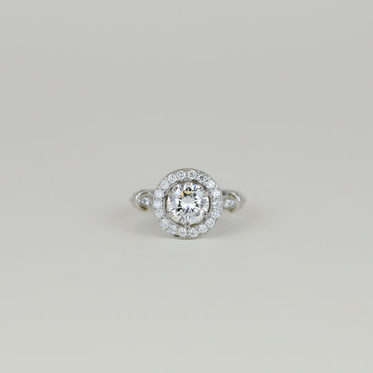Platinum 1.22ct Brilliant Cut Diamond Halo Ring