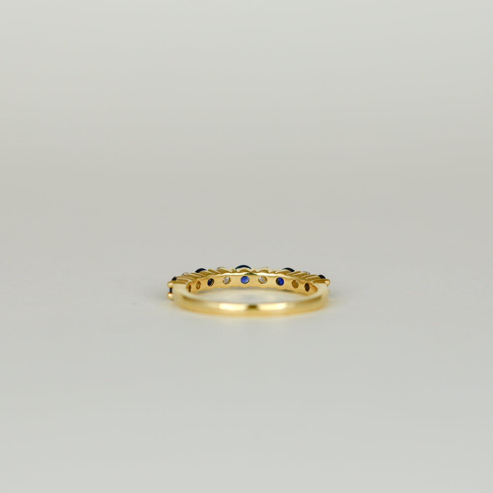 18ct Yellow Gold 0.60ct Round Sapphire and Diamond Half Eternity Ring