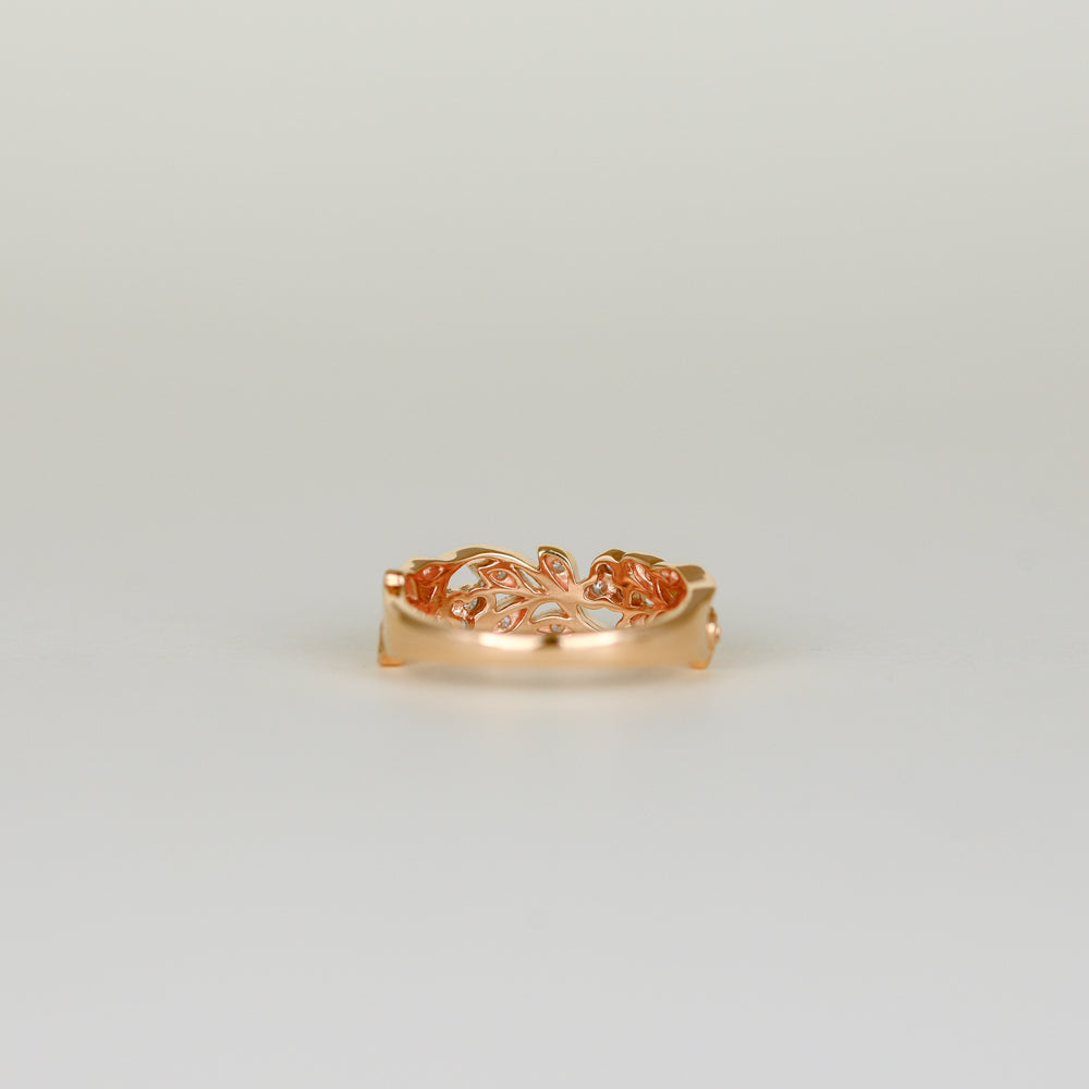 18ct Rose Gold 0.21ct Diamond Leaf Motif Half Eternity Ring