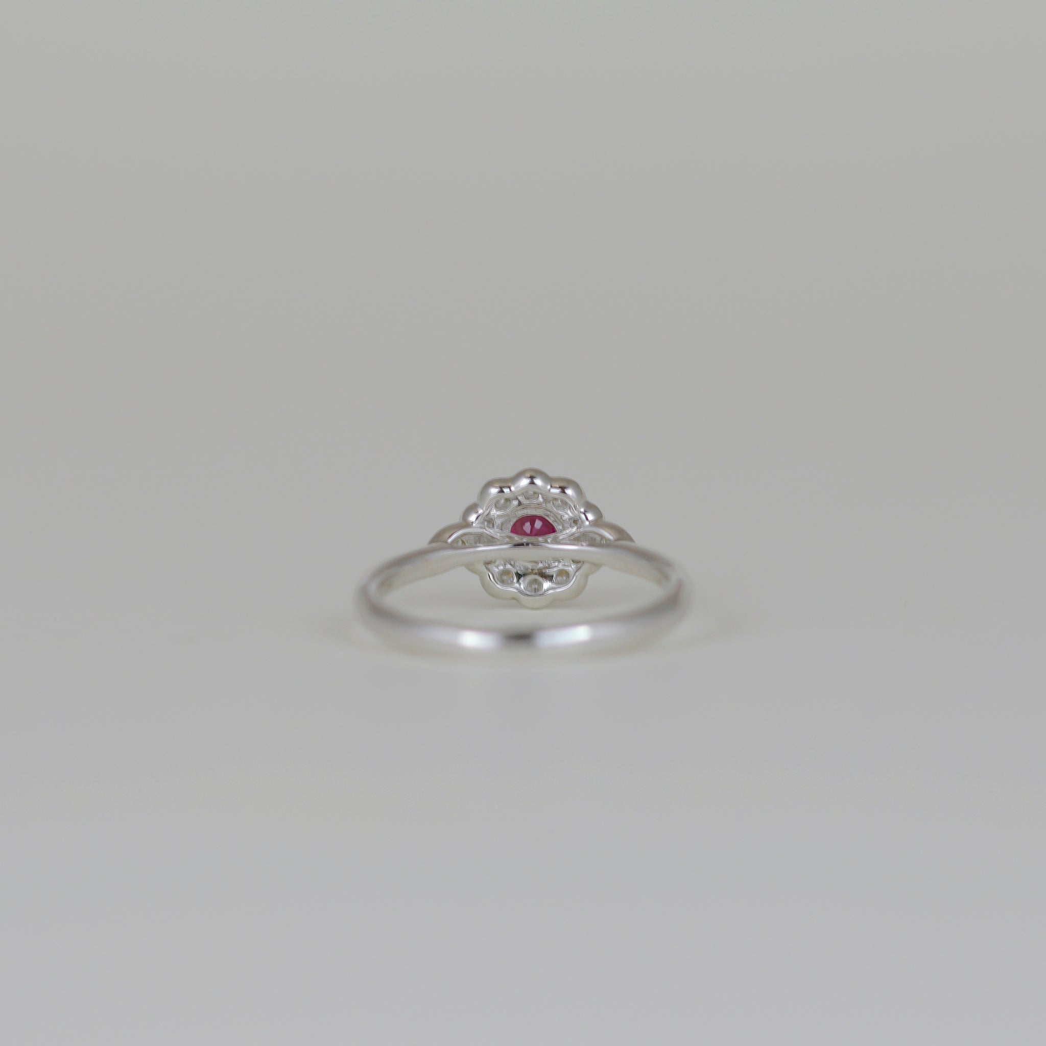 18ct White Gold 0.27ct Round Ruby and Diamond Cluster Ring