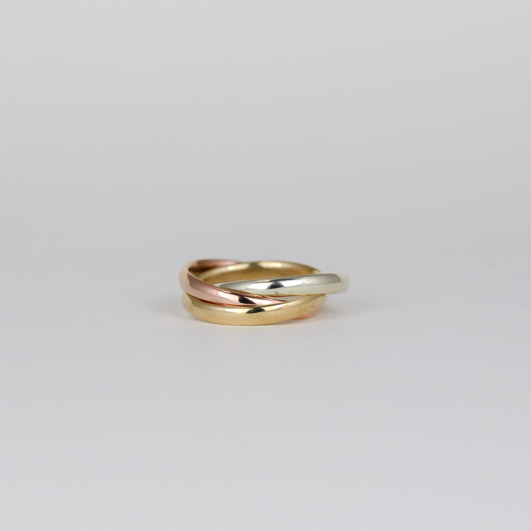 9ct Yellow, White and Rose Gold Trilogy Wedding Band