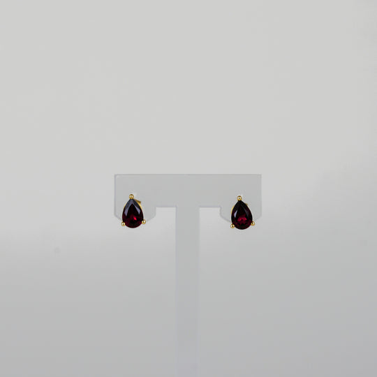 9ct Yellow Gold 2.40ct Pear-shaped Garnet Earrings