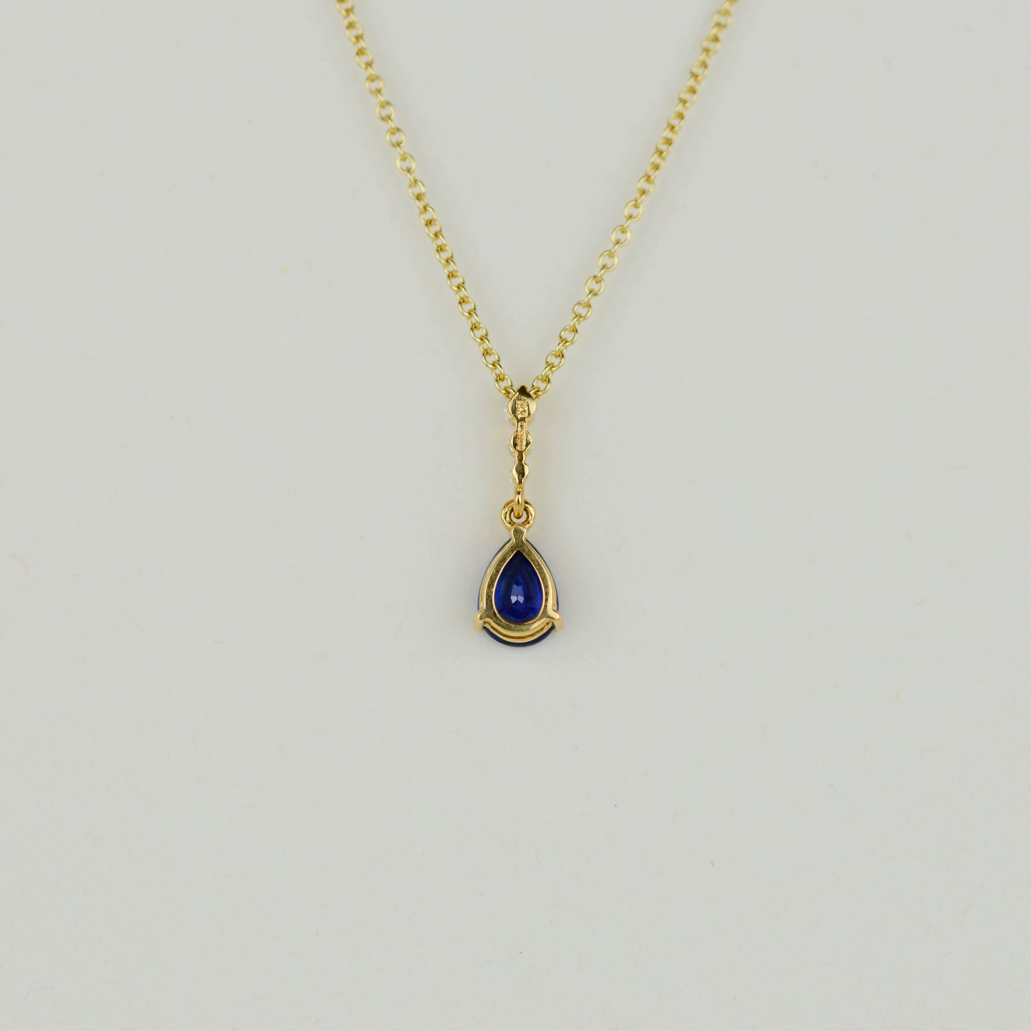 18ct Yellow Gold 0.91ct Sapphire and Diamond Drop Pendant