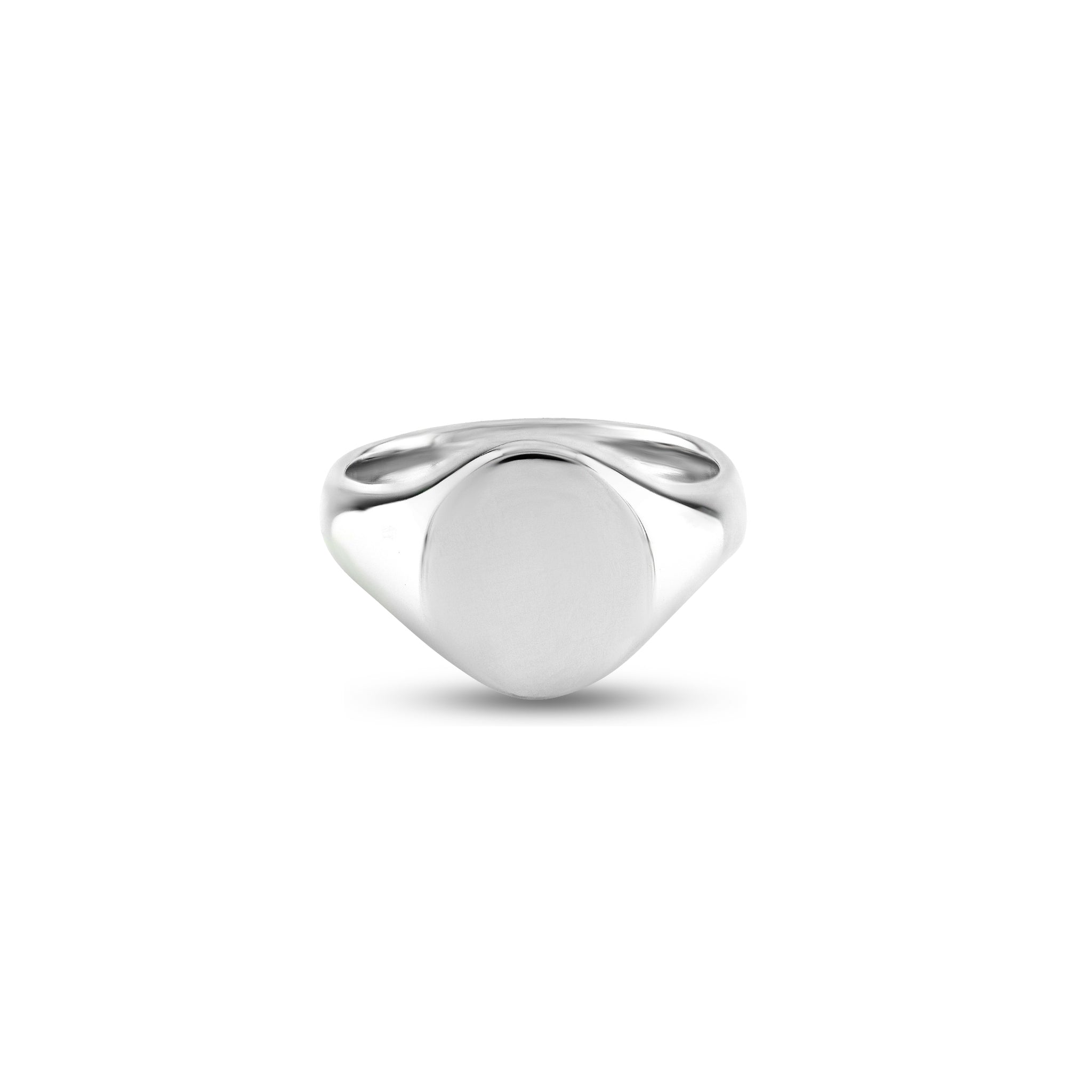 9ct White Gold 13 x 11mm Oval Signet Ring