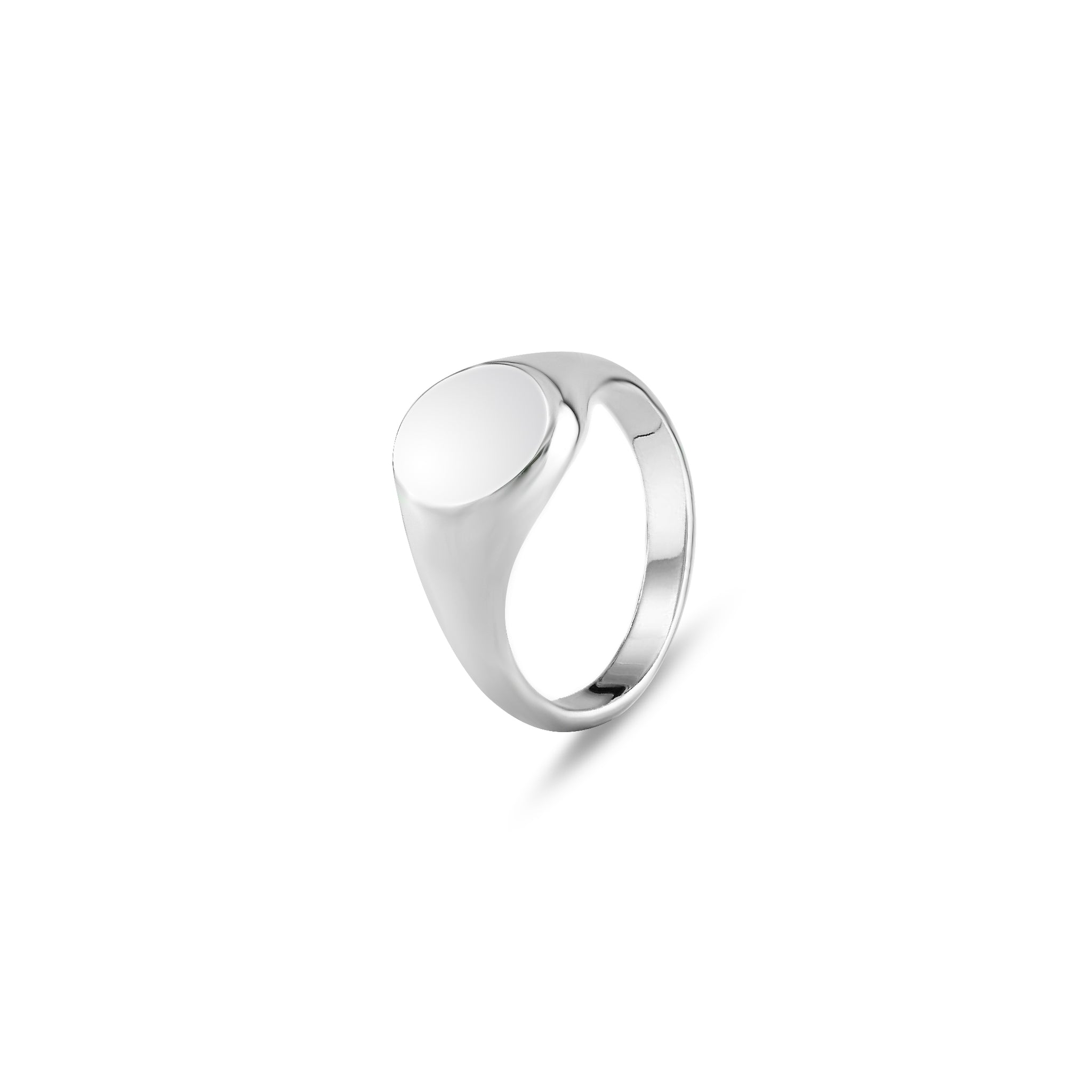 9ct White Gold 11 x 9mm Oval Signet Ring