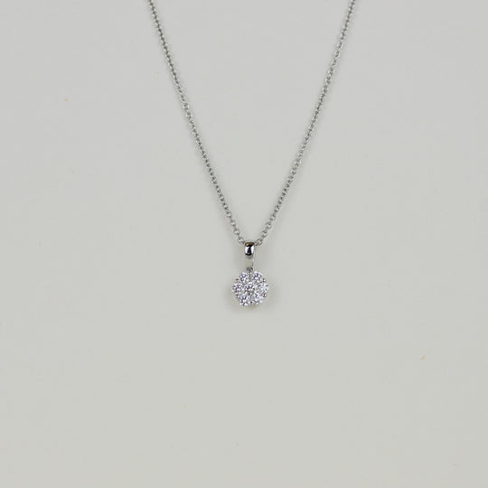 18ct White Gold 0.34ct Round Cluster Diamond Pendant