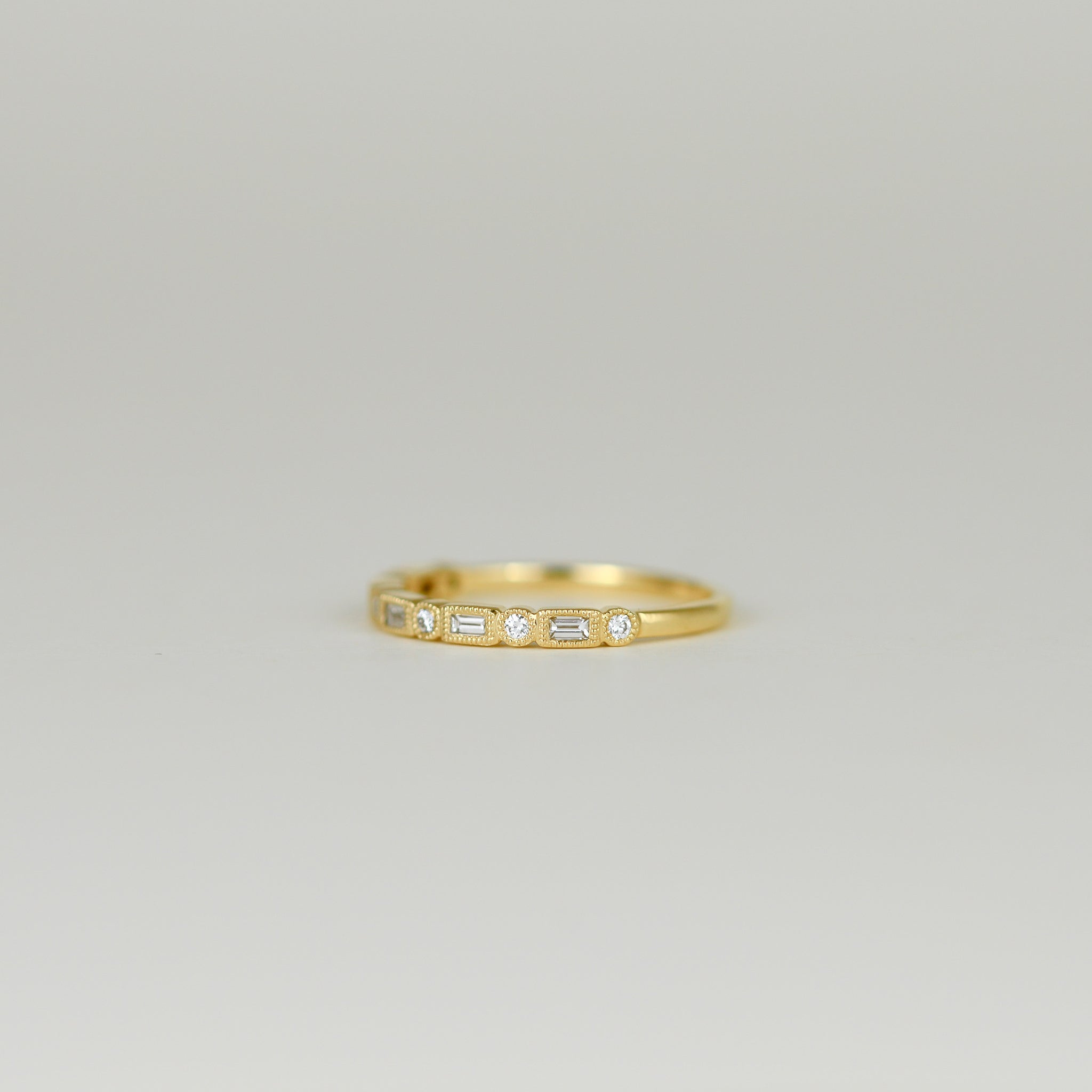 18ct Yellow Gold 0.27ct Baguette and Brilliant Cut Half-Eternity Ring