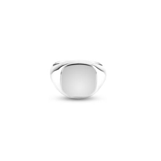 Silver 14 x 13mm Cushion Signet Ring