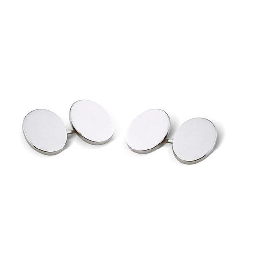 Sterling Silver Oval Linked Cufflinks by Deakin & Francis