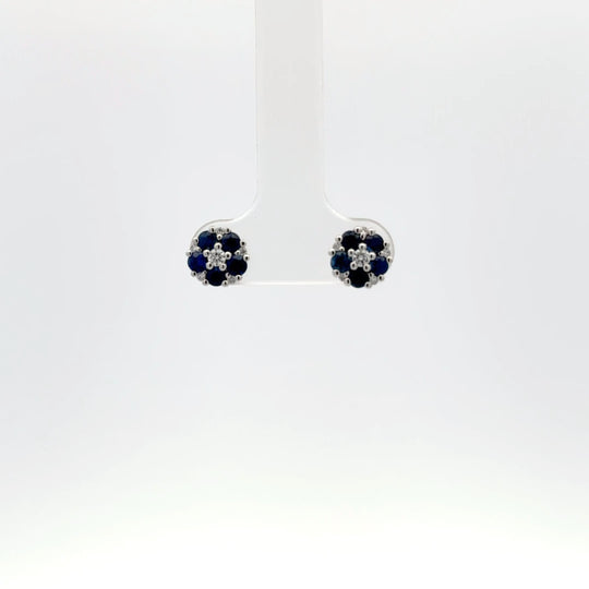 Platinum 0.78ct Round Sapphire and Diamond Stud Earrings