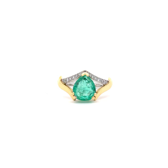 18ct Yellow and White Gold 2.55ct Emerald and Diamond Dress Ring