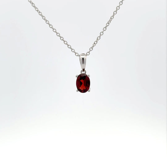 9ct White Gold 0.97ct Garnet Pendant