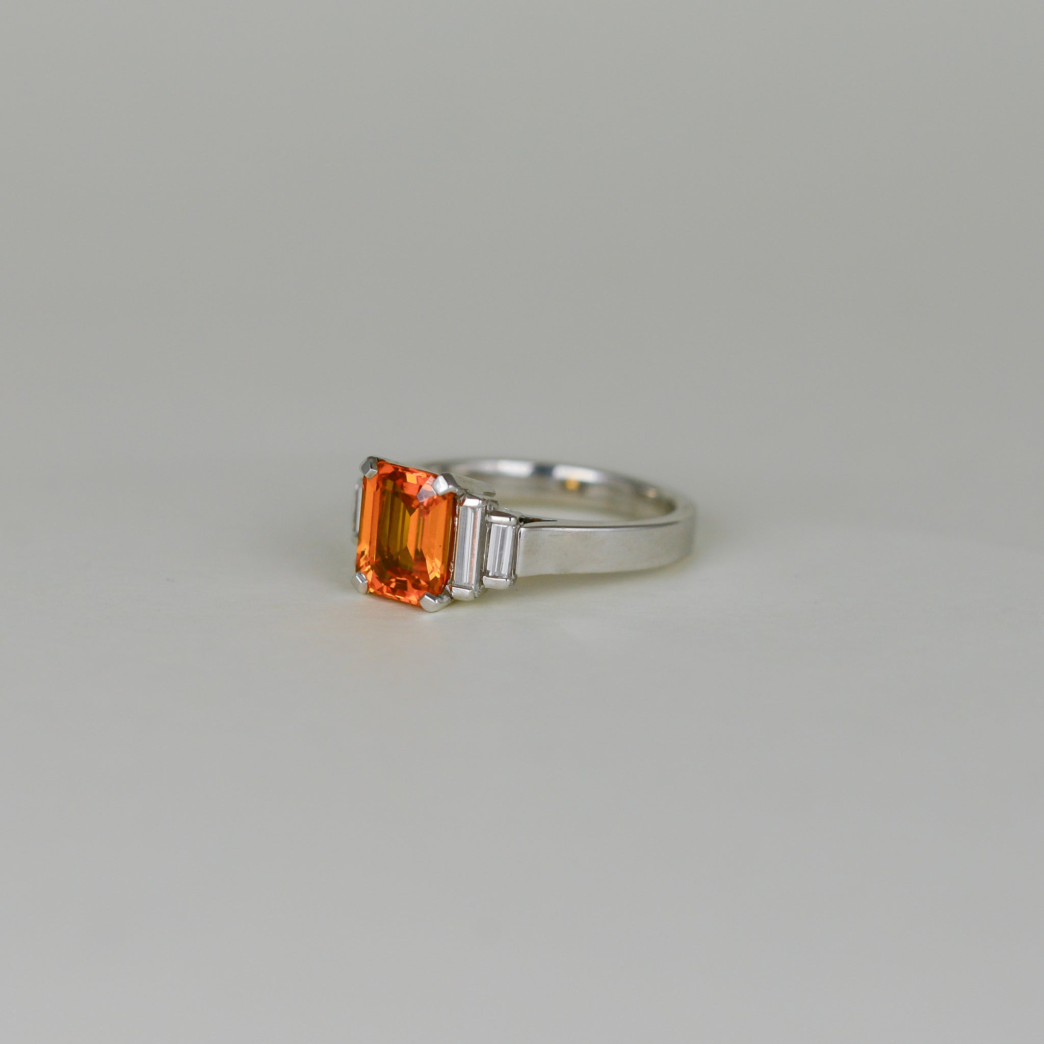 18ct White Gold 2.69ct Mandarin Garnet and Diamond Ring