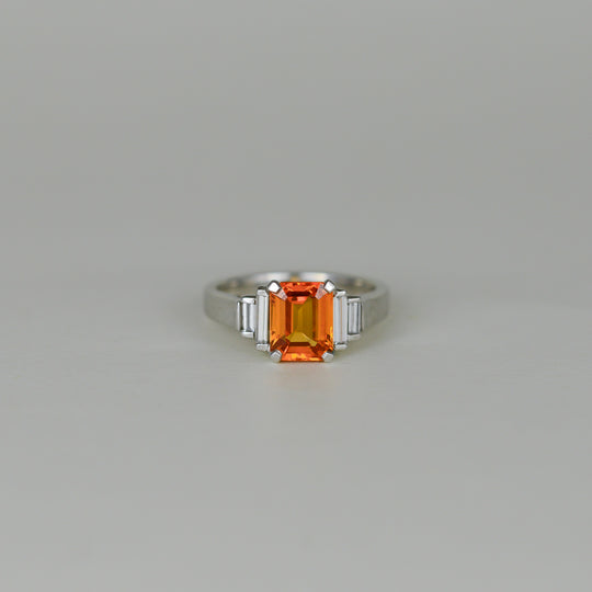 18ct White Gold 2.69ct Mandarin Garnet and Diamond Ring