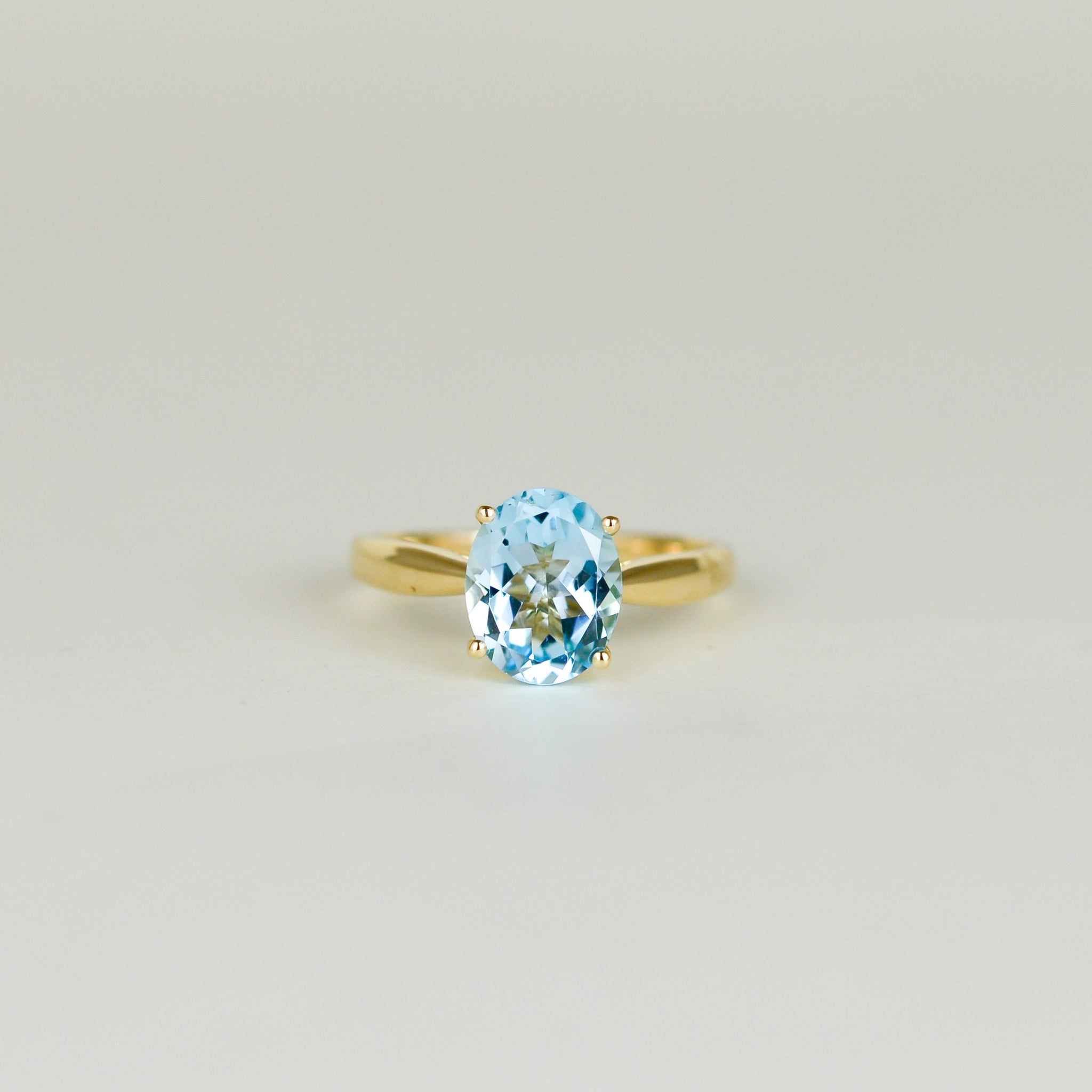9ct Yellow Gold 2.74ct Oval Blue Topaz Ring