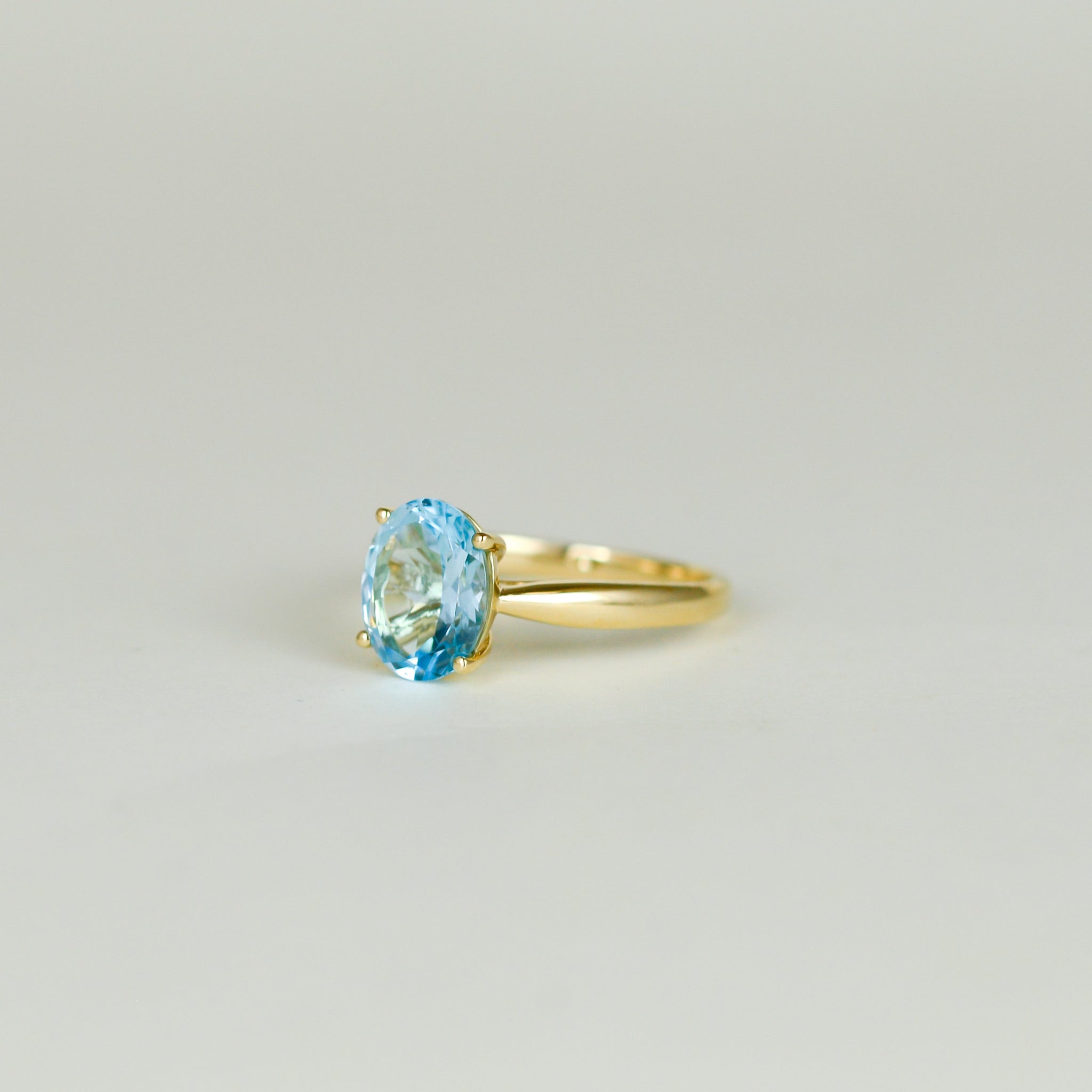 9ct Yellow Gold 2.74ct Oval Blue Topaz Ring
