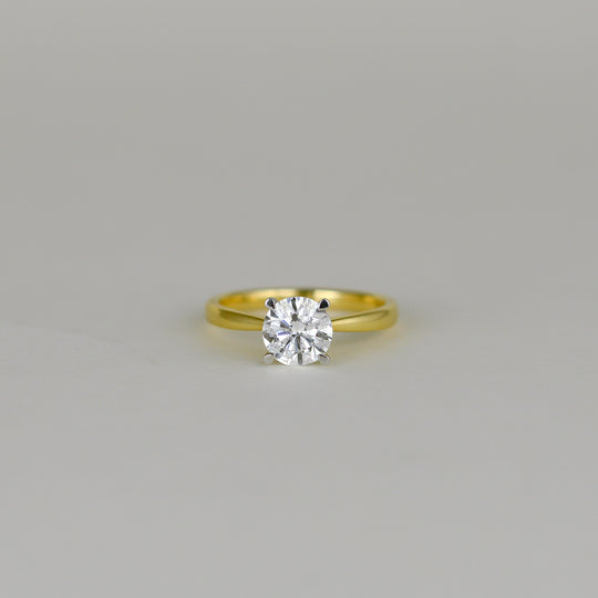 18ct Yellow Gold & Platinum 1.35ct Diamond Solitaire Ring
