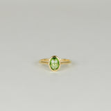 9ct Yellow Gold 1.28ct Oval Checkerboard Peridot Ring