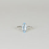 9ct White Gold 1.78ct Elongated Oval Blue Topaz Dress Ring