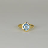 9ct Yellow Gold 2.52ct Hexagonal Cut Blue Topaz Ring