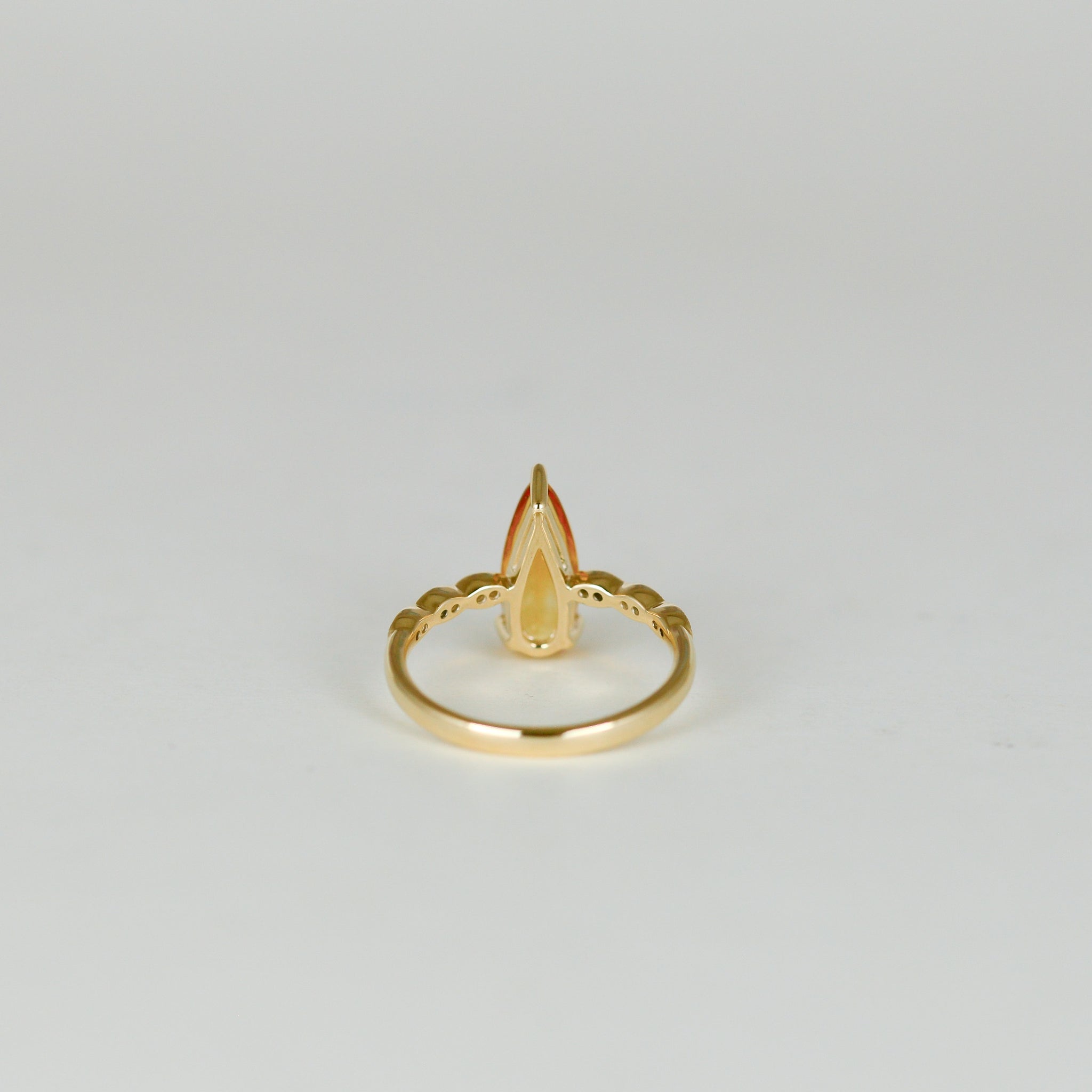 9ct Yellow Gold 1.54ct Elongated Pear Citrine and Diamond Ring