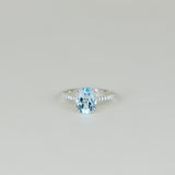 9ct White Gold 2.28ct Oval Blue Topaz and Diamond Dress Ring