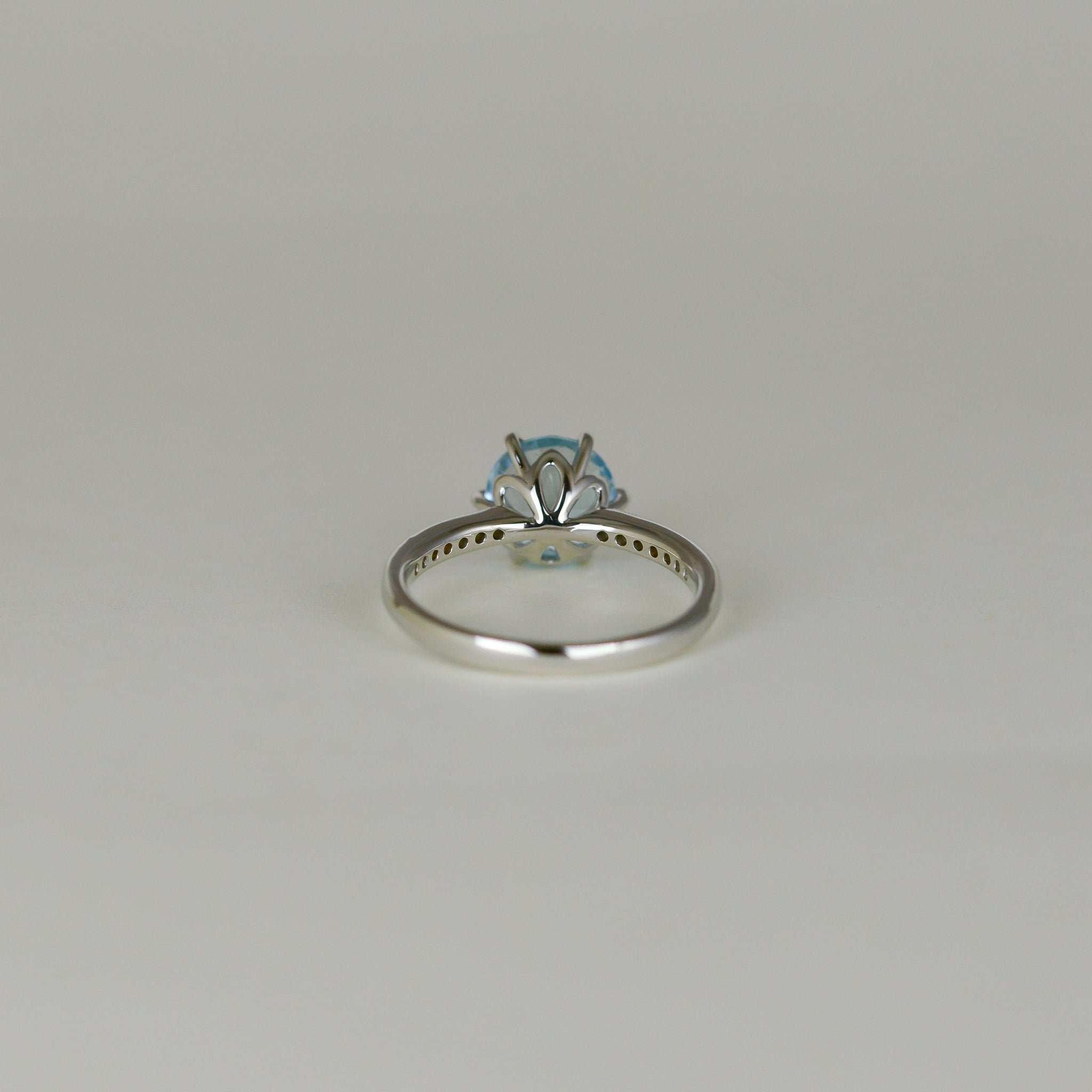 9ct White Gold 2.14ct Round Blue Topaz and Diamond Ring