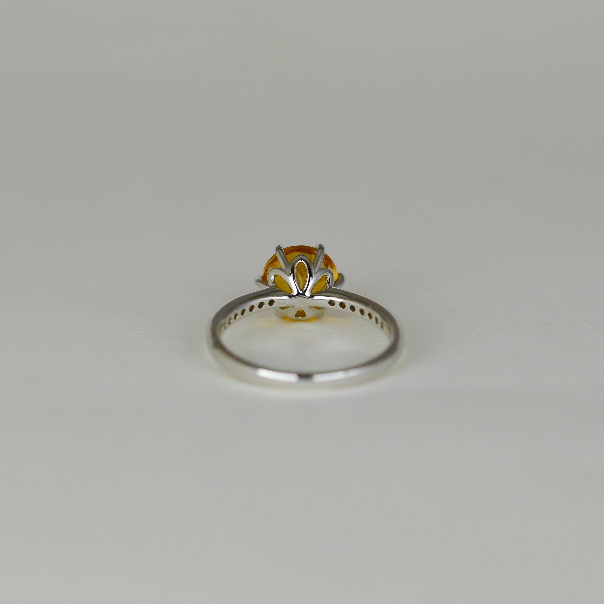9ct White Gold 1.97ct Round Citrine and Diamond Ring