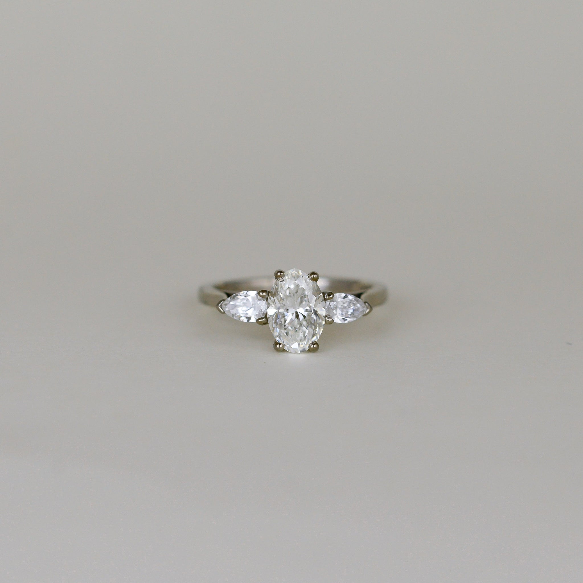 Platinum 1.62ct Oval Diamond Three Stone Ring