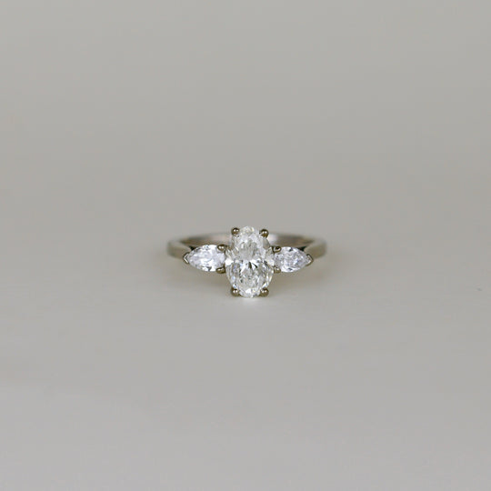 Platinum 1.62ct Oval Diamond Three Stone Ring