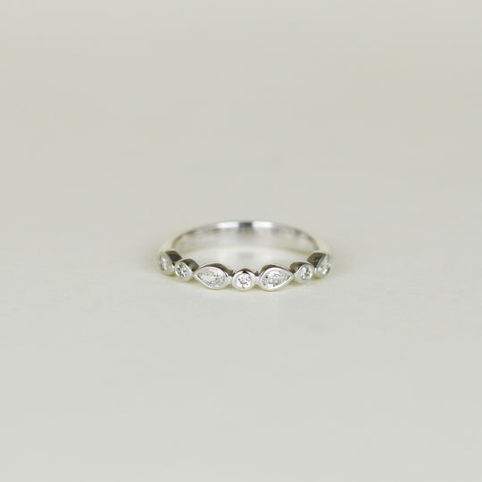18ct White Gold 0.32ct Pear Cut Diamond Half Eternity Ring