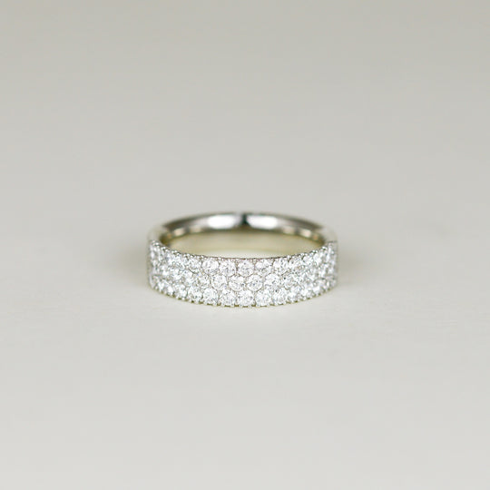 Platinum 1.00ct Round Briliant Three-Row Half Eternity Ring