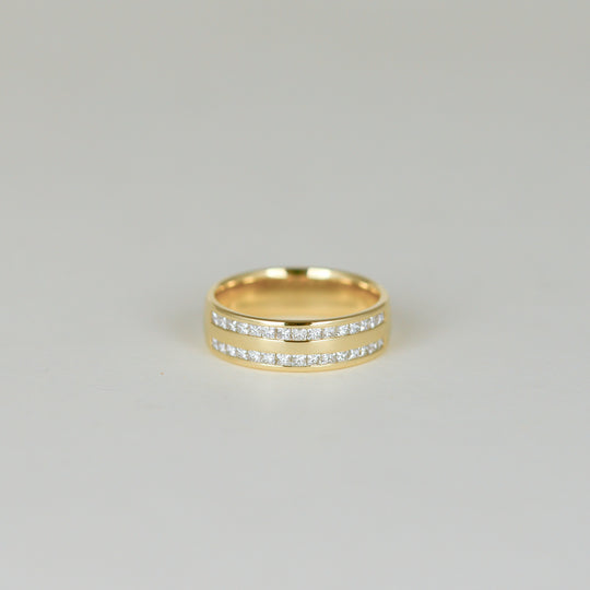 18ct Yellow Gold 0.60ct Princess Cut Double Row Eternity Ring