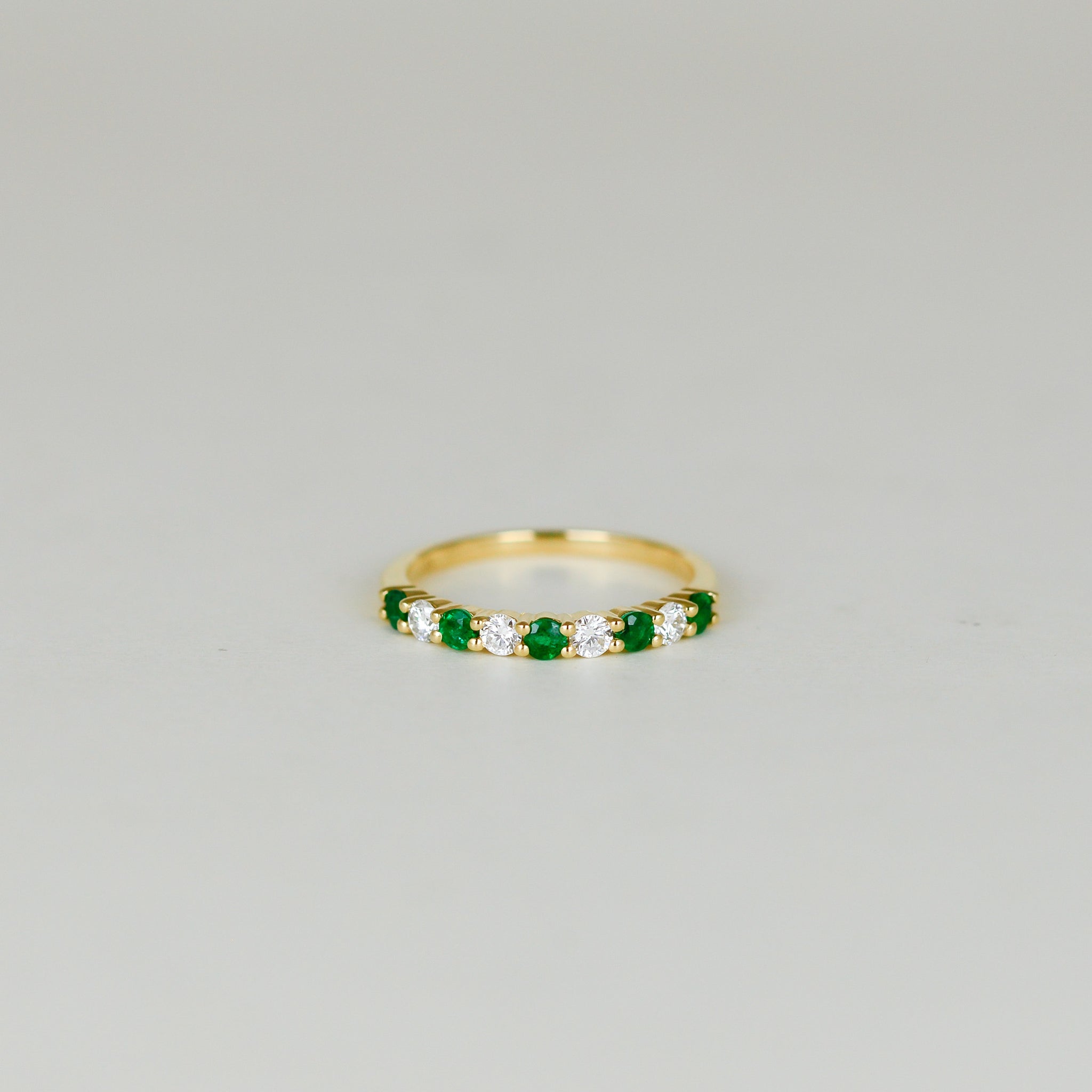 18ct Yellow Gold 0.31ct Emerald and Diamond Half Eternity Ring