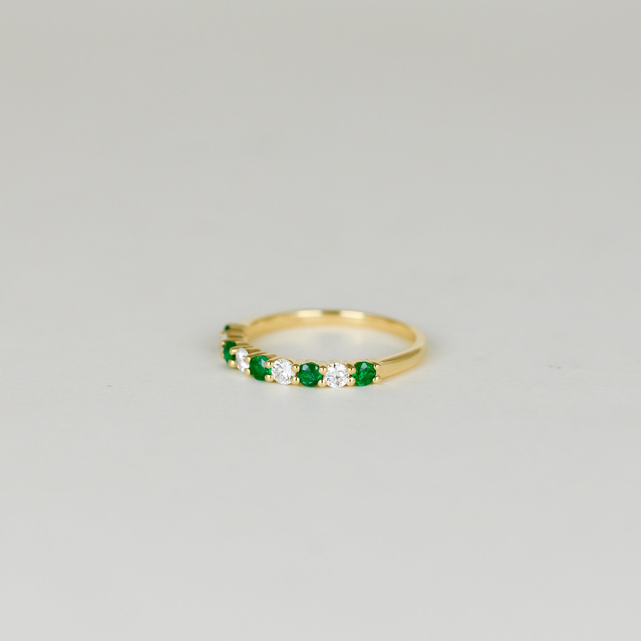 18ct Yellow Gold 0.31ct Emerald and Diamond Half Eternity Ring