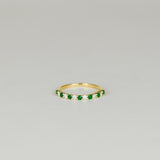 18ct Yellow Gold 0.20ct Round Emerald and Diamond Half Eternity Ring