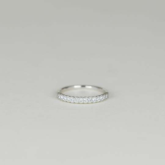 Platinum 0.20ct Round Brilliant Diamond Scalloped Edge Half Eternity Ring