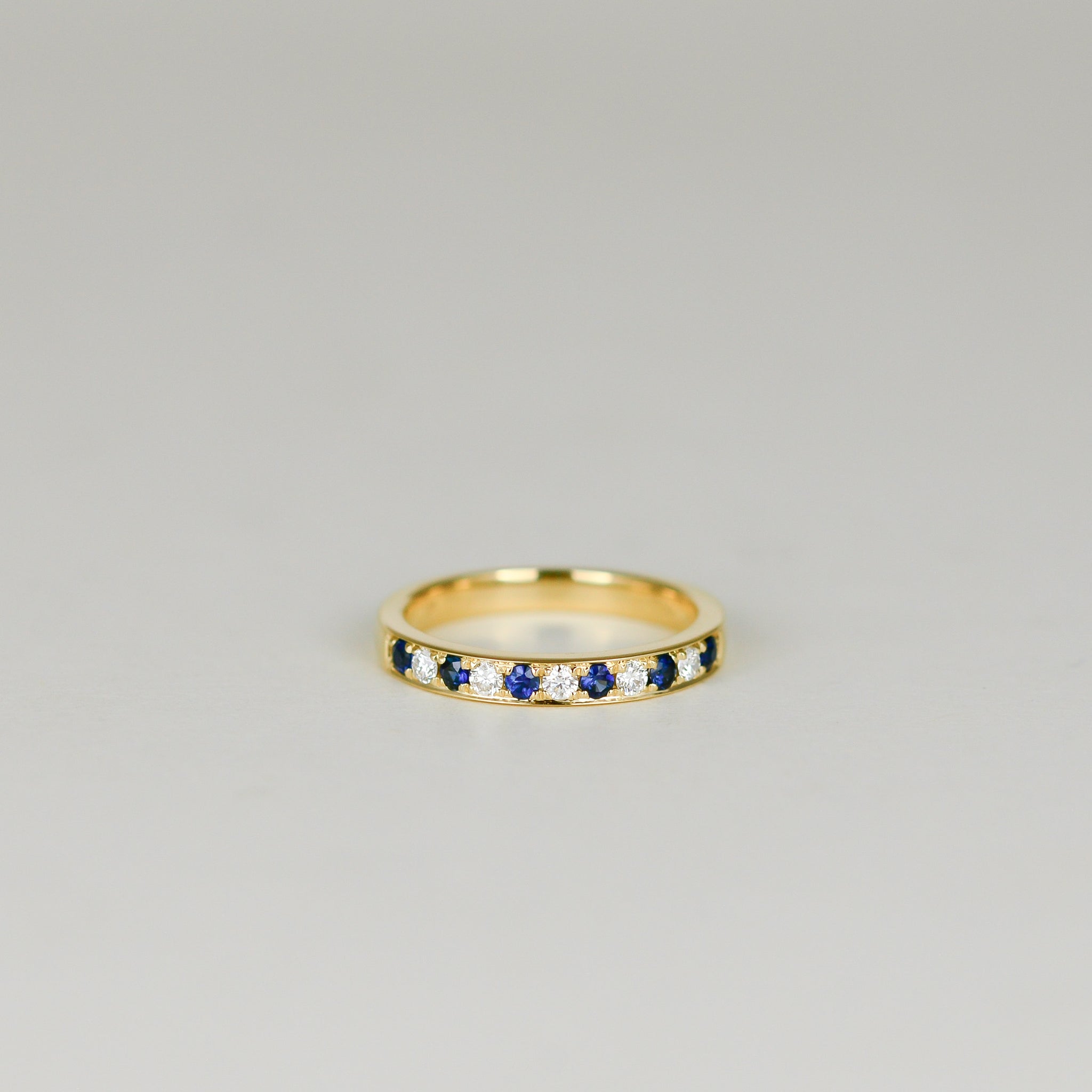 18ct Yellow Gold 0.25ct Round Sapphire and Diamond Half Eternity Ring