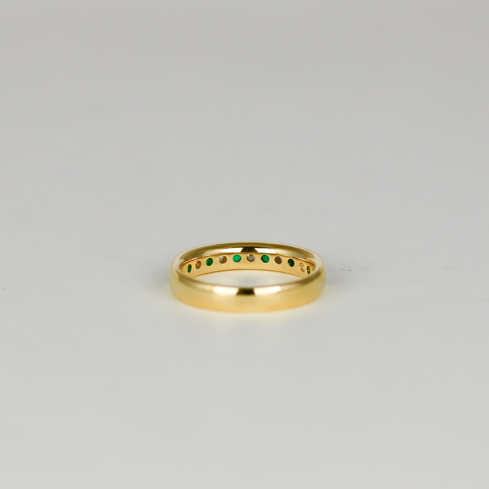 9ct Yellow Gold 0.28ct Round Emerald and Diamond Half Eternity Ring