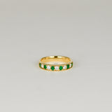 18ct Yellow Gold 0.28ct Round Emerald and Diamond Half Eternity Ring