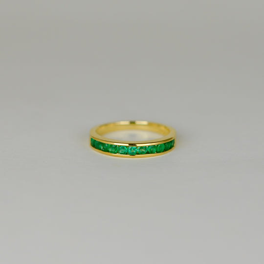 18ct Yellow Gold 0.55ct Emerald Half Eternity Ring
