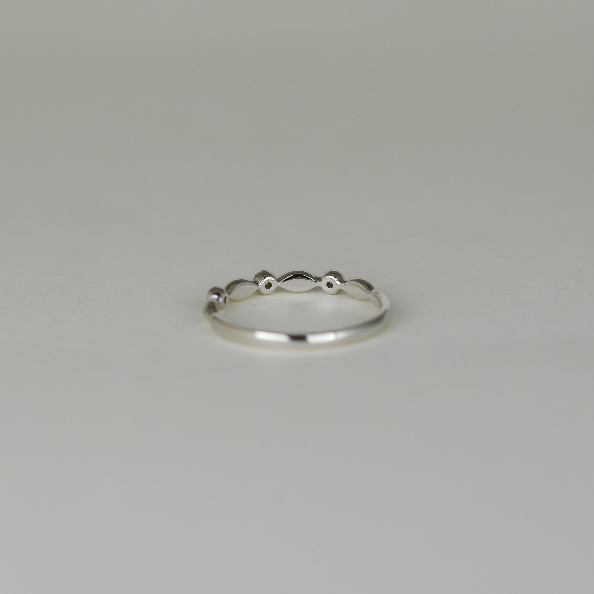 Platinum 0.06ct Rub Set Diamond Stacking Ring Front